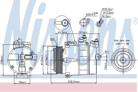 Компресор кондиціонера W202/ Sprinter/Vito 1.8/2.0D-2.9D 93- NISSENS 89022