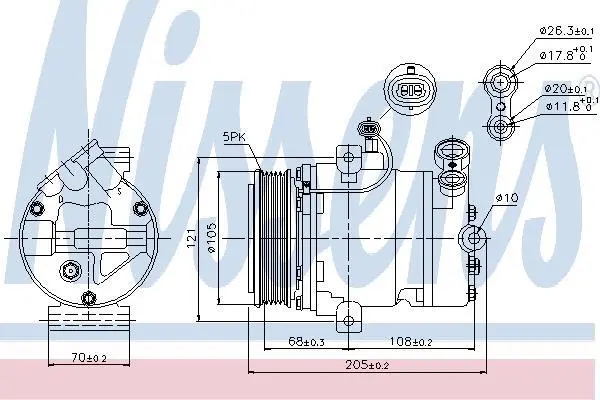 Компресор кондиціонера ASTRA/COMBO 1.6-2.0 98- NISSENS 89024 (фото 1)