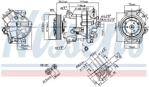 Компресор кондиціонера Opel Astra J 1.6i/2.0CDTI 09-/Insignia 1.6/1.8i 08- NISSENS 890264 (фото 1)