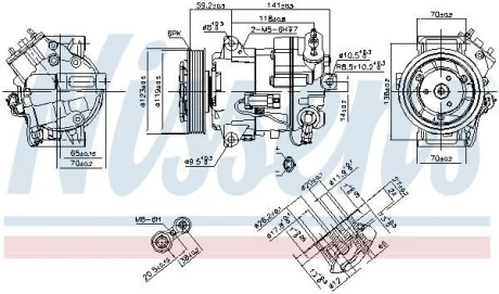 Компресор кондиціонера Opel Astra J 1.6i/2.0CDTI 09-/Insignia 1.6/1.8i 08- NISSENS 890264