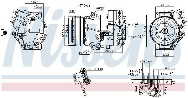 Компресор кондиціонера CRUZE/ASTRA J/INSIGNIA A/MERIVA B/ZAFIRA TOURER C 1.4 09- NISSENS 890266 (фото 1)