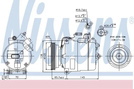 Компресор кондиціонера PASSAT/A4/A6/A8 1.6-4.2 94-05 (7SBU16C) NISSENS 89027