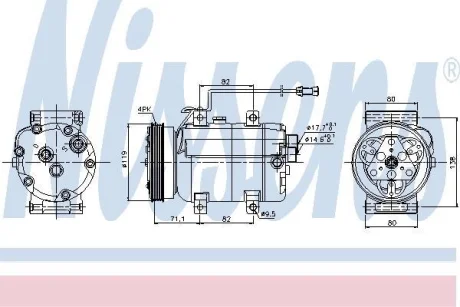 Компресор кондиціонера Audi A4/A6/VW Passat 1.6/1.8/1.9D 94-05 (DCW17B) NISSENS 89029