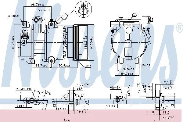 Компресор кондиціонера CERATO I 2.0 04-07 NISSENS 890376 (фото 1)