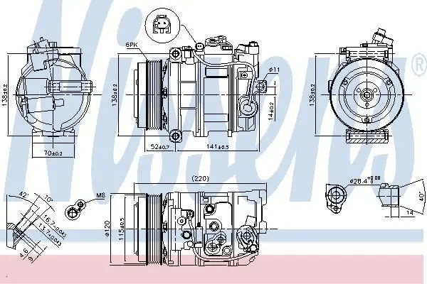 Компресор кондиціонера MB C-Class (W204)/E-Class (W212)2.0-3.5 07-16 NISSENS 890379 (фото 1)