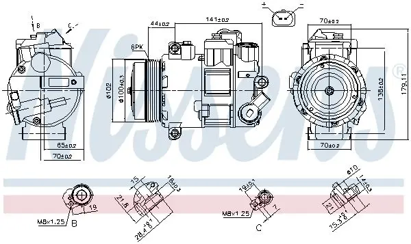 Компресор кондиціонера CRAFTER 2.0 TDI 11-16 NISSENS 890412 (фото 1)