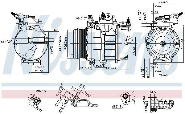 Компресор кондиціонера Focus/C-Max/Transit Connect 1.5-1.6 TDCi 10- NISSENS 890419 (фото 1)