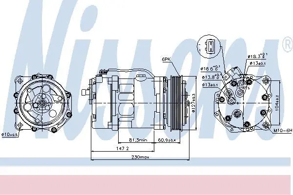 Компресор кондиціонера LT/Т4 2.5-2.8 TDI 95-06 NISSENS 89044 (фото 1)
