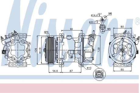 Компресор кондиціонера BERLINGO/PARTNER 1.1-1.6 96-15 NISSENS 89053