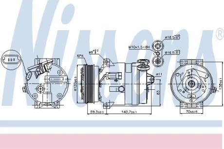 Компресор кондиціонера Vectra/Frontera B/Croma 1.6-2.2 DTi/CDTi/i 95-08 NISSENS 89057