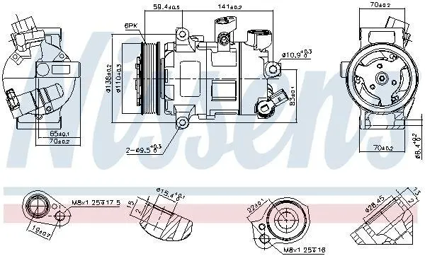 Компресор кондиціонера CADDY/PASSAT B8 1.0-2.0 14- NISSENS 890607 (фото 1)