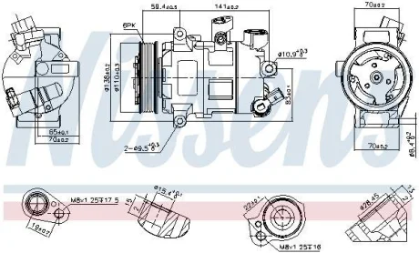 Компресор кондиціонера CADDY/PASSAT B8 1.0-2.0 14- NISSENS 890607