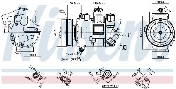 Компресор кондиціонера Octavia/Golf V/IV 1.0-2.0 TSI/TDI 04- (замінено 890633) NISSENS 890632 (фото 1)