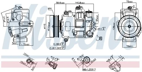 Компресор кондиціонера Octavia/Golf V/IV 1.0-2.0 TSI/TDI 04- (замінено 890633) NISSENS 890632