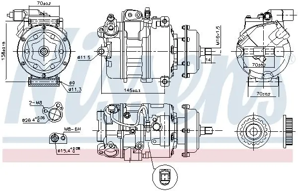 Компресор кондиціонера T5/Touareg/Phaeton 2.5/3.0/5.0TDI 03-10 NISSENS 890637 (фото 1)