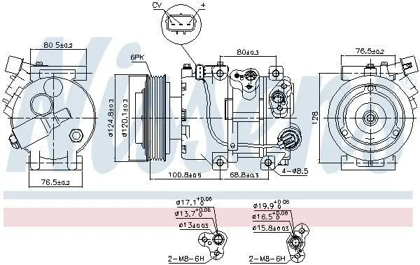 Компресор кондиціонера HYUNDAI ix35 (LM, EL, ELH)/SPORTAGE III (SL) 2.0-2.4 10-15 NISSENS 890651 (фото 1)