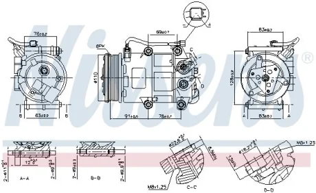 Компресор кондиціонера FIESTA VI/FOCUS III 1.25-1.6 08-20 NISSENS 890655