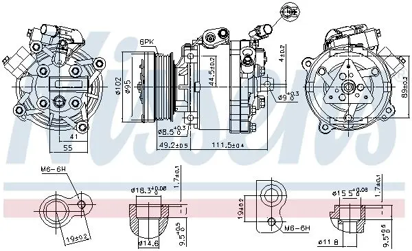 Компресор кондиціонера CITROËN C4/PEUGEOT 4007/4008/LANCER VII/OUTLANDER 1.8-2.4 06- NISSENS 890666 (фото 1)