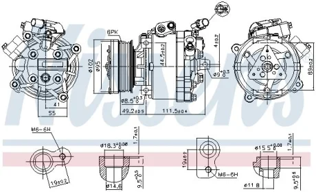 Компресор кондиціонера CITROËN C4/PEUGEOT 4007/4008/LANCER VII/OUTLANDER 1.8-2.4 06- NISSENS 890666