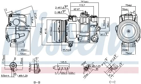 Компресор кондиціонера MB C-Class (W204)/E-Class (W212)2.0-3.5 07-16 NISSENS 890696 (фото 1)