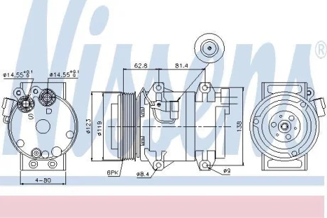 Компресор кондиціонера VOLVO XC70/XC90 2.4-4.4 97-14 NISSENS 89070