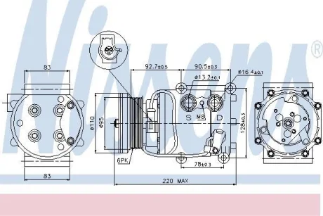 Компресор кондиціонера FORD FIESTA/FOCUS/TRANSIT CONNECT 1.2-2.0 98-13 NISSENS 89071