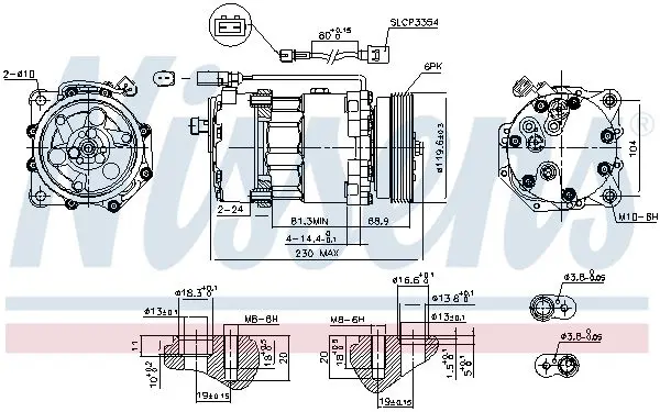 Компресор кондиціонера OCTAVIA/CADDY/GOLF 1.4-3.2 95-13 NISSENS 890761 (фото 1)