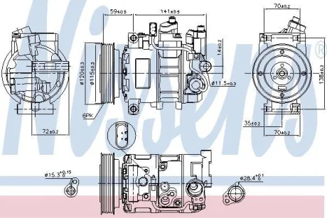 Компресор кондиціонера AUDI A6 C6/A6 C6 Avant 04- NISSENS 89111