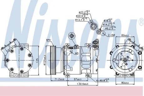 Компресор кондиціонера Duster 1.6 i 16V/1.5 dCi 10-/Logan 1.2/1.4/1.6 i/1.5 dCi 04- NISSENS 89148