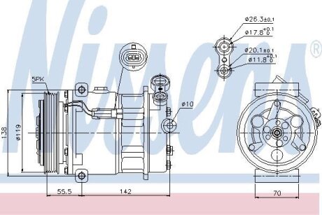 Компресор кондиціонера CROMA (194_)/VECTRA C (Z02) 1.6-2.2 02-11 NISSENS 89157