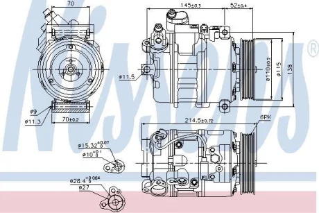 Компресор кондиціонера E60/E61/E63/E64-67 2.5/3.0 04-10 NISSENS 89214