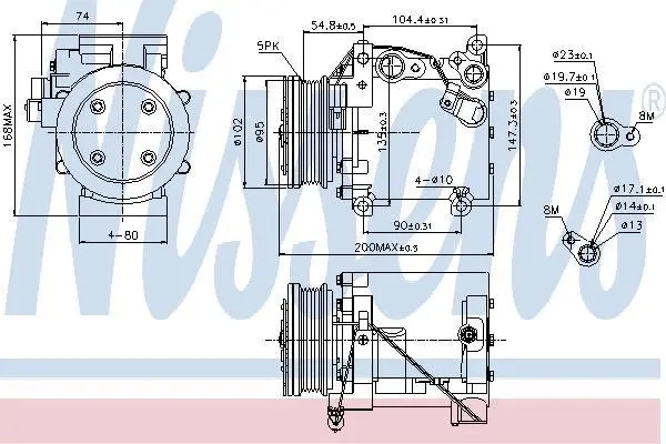 Компресор кондиціонера Lancer/Galant 1.3-2.5 95-04 NISSENS 89227 (фото 1)