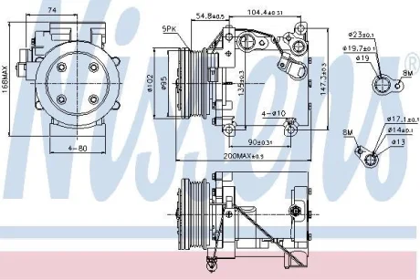 Компресор кондиціонера Lancer/Galant 1.3-2.5 95-04 NISSENS 89227