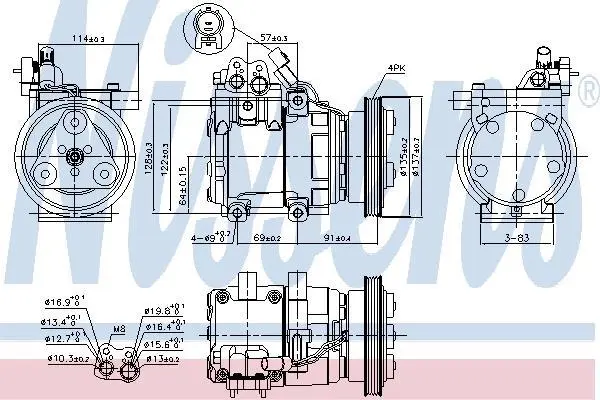 Компресор кондиціонера GETZ (TB) 1.4-1.6 02-10 NISSENS 89274 (фото 1)