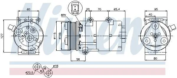 Компресор кондиціонера GALAXY II (WA6)/MONDEO IV (BA7)/S-MAX (WA6) 1.8-2.0 06-15 NISSENS 89326 (фото 1)