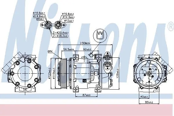 Комрпесор кондиціонера FOCUS/C-MAX 1.6 TDCi 04-12 NISSENS 89336 (фото 1)