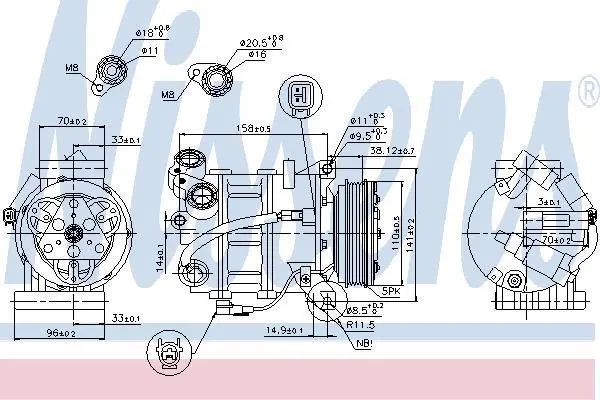 Компресор кондиціонера MONDEO IV/S-MAX (WA6) 2.5 06-15 NISSENS 89350 (фото 1)