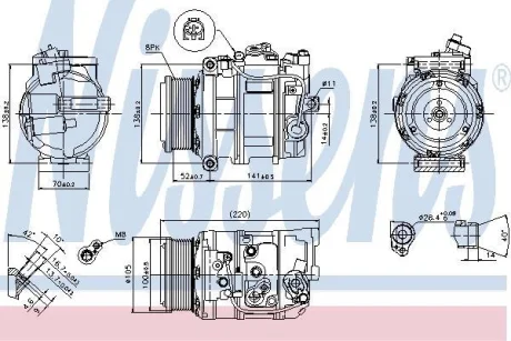 Компресор кондиціонера MB G-Class (W463)/GL-Class (X164)/M-Class (W164)/S-Class (W221) 3.0-4.0 06-13 NISSENS 89412