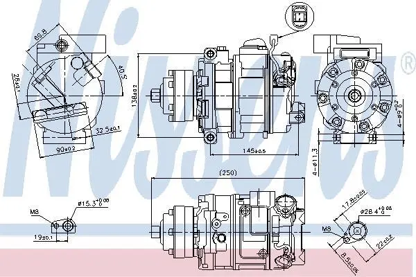 Компресор кондиціонера A4/A6/A8/R8/Touareg 4.2/5.2 02-18 NISSENS 89418 (фото 1)