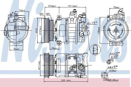 Компресор кондиціонера VW Jetta 2.5FSI 10-/Audi TT 2.5 RS 09-14/Q3 2.5 RS 13-18 NISSENS 89421