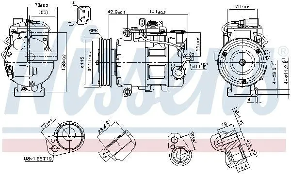 Компресор кондиціонера AUDI A4/A5/A6/A7/Q5 2.4-3.0 01-18 NISSENS 89513 (фото 1)