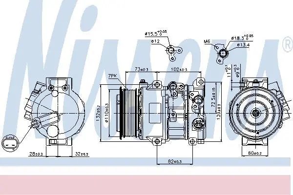 Компресор кондиціонера AVENSIS/RAV4 III 2.0/2.2 06-18 NISSENS 89516 (фото 1)