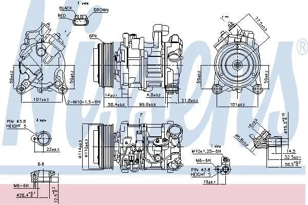 Компресор кондиціонера BMW 3 (E90/F30/F34/E91/E92)/X5 (F15)/X6 (E71/F16) 2.0-3.0 04-19 NISSENS 89585 (фото 1)
