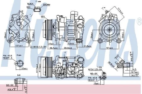 Компресор кондиціонера BMW 3 (E90/F30/F34/E91/E92)/X5 (F15)/X6 (E71/F16) 2.0-3.0 04-19 NISSENS 89585