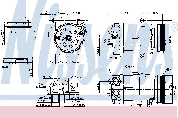Компресор кондиціонера JUMPER II/BOXER/TRANSIT 2.2 Hdi/TDCi 06- NISSENS 89590 (фото 1)