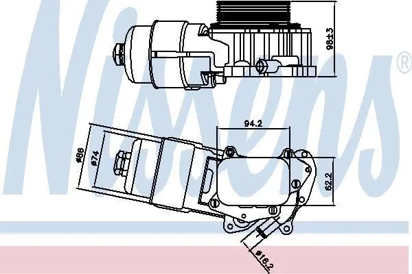 Корпус масляного фільтра Berlingo/Focus II 1.4/1.6 HDi 05-18 (з радіатором) NISSENS 90703 (фото 1)