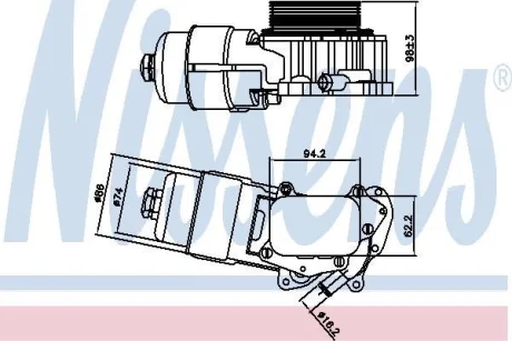 Корпус масляного фільтра Berlingo/Focus II 1.4/1.6 HDi 05-18 (з радіатором) NISSENS 90703