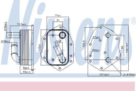 Радіатор масла CITROËN C5/PEUGEOT 407/MONDEO IV/S-MAX (WA6) 2.2 Hdi/TDCi 06-15 NISSENS 90808