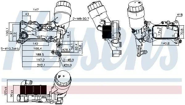 Радіатор масла SPRINTER/VIANO (W639)/VITO 2.2 06- (з корпусом фільтра) NISSENS 90836 (фото 1)