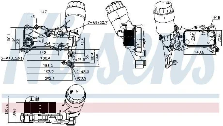 Радіатор масла SPRINTER/VIANO (W639)/VITO 2.2 06- (з корпусом фільтра) NISSENS 90836